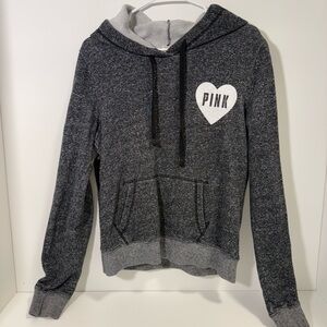 Y2K Vintage Victoria's Secret PINK Charcoal Hoodie with Heart